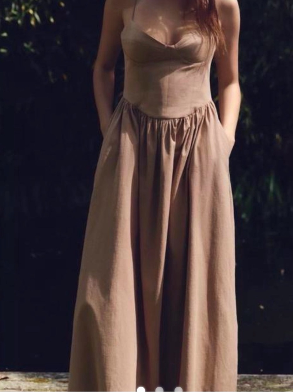 Zara Midi Dress in Taupe Brown